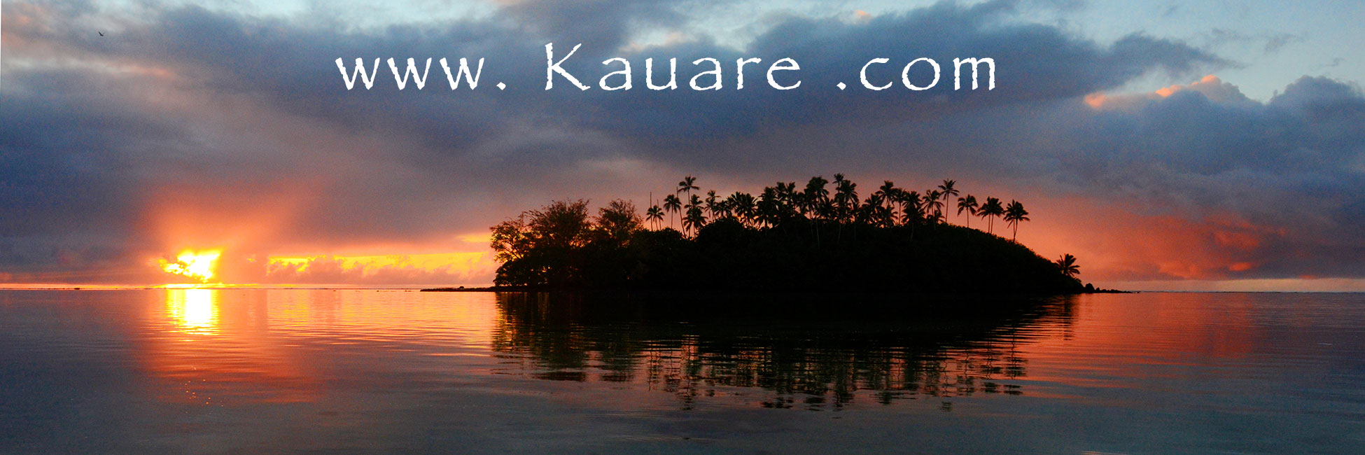 Sunrise over small island in Rarotonga, Cook Islands